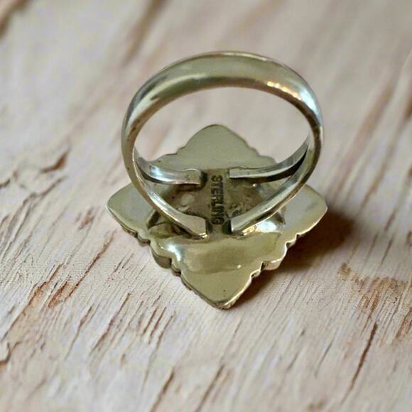 Turquoise & Spiny Oyster Southwestern Sterling Silver Ring Size 7 - Picture 6 of 6